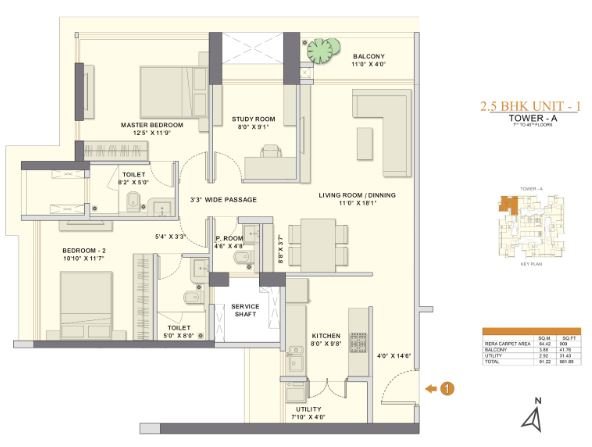2 BHK-711 SqFt